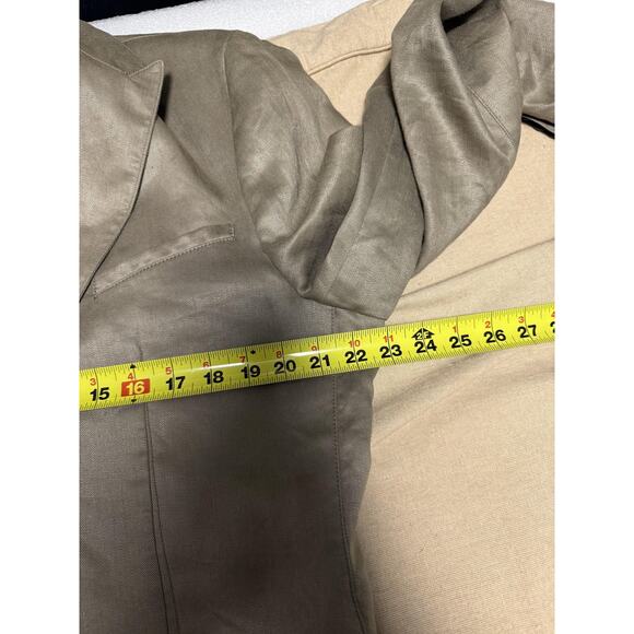 John Varvatos USA Blazer Mens 46 Khaki Linen Luxe Two Button Notch Lapel Jacket - Picture 13 of 16